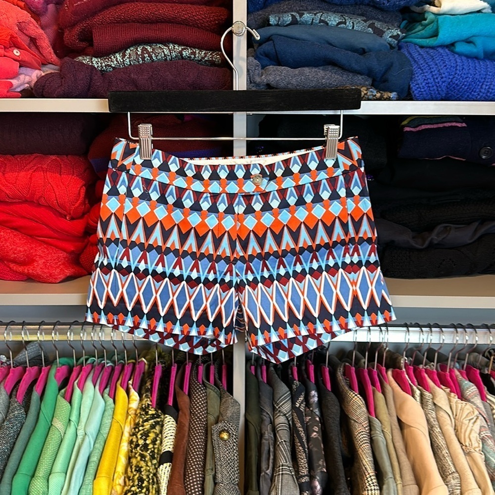 J Crew blue/orange/white print shorts size 0​